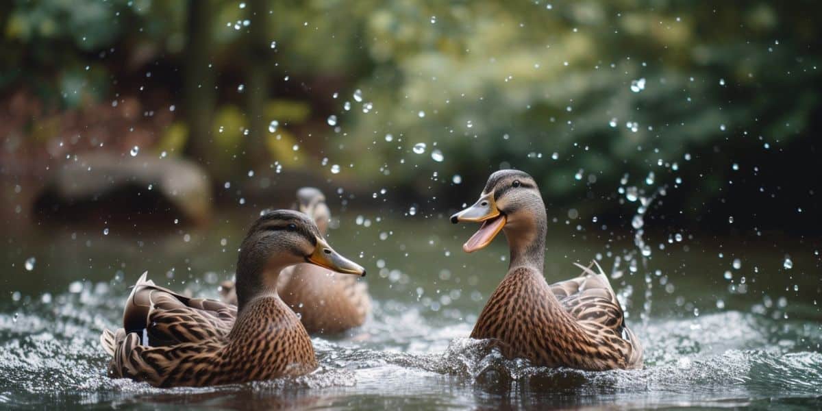 patos nadando