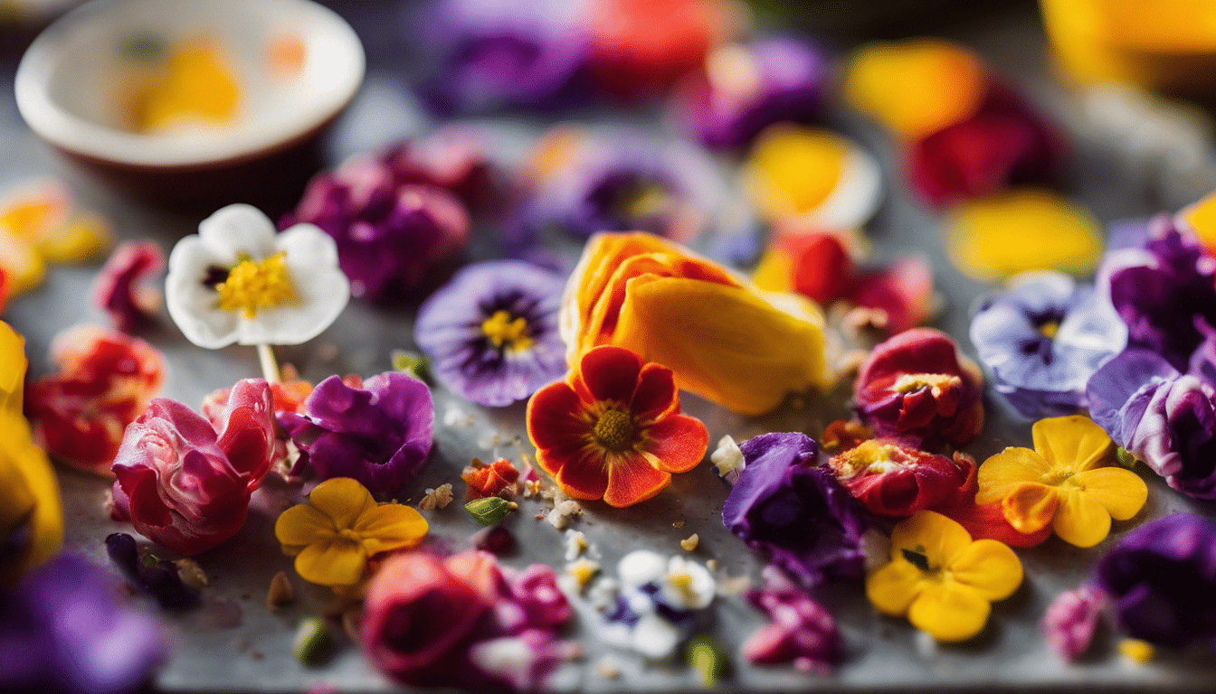 odkryj sztukę włączania kolorowych i aromatycznych jadalnych kwiatów do swoich kulinarnych kreacji, aby doświadczyć radości z żywych i smacznych potraw.