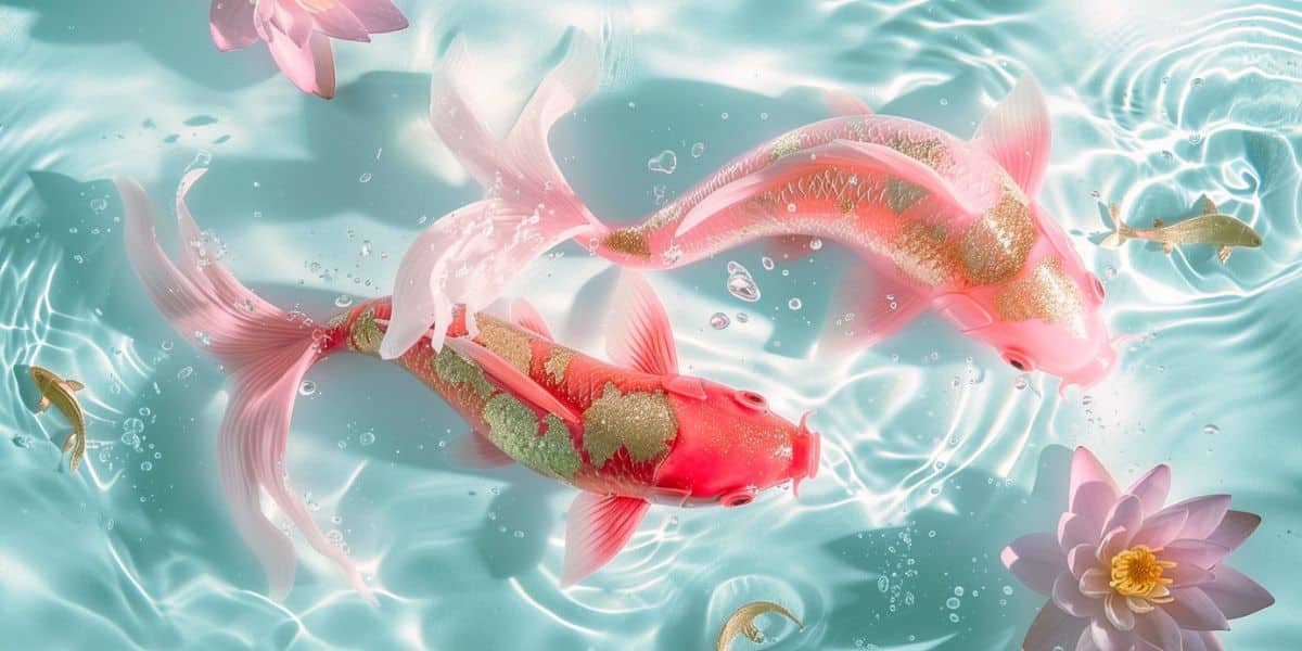 Magical koi fish swimming